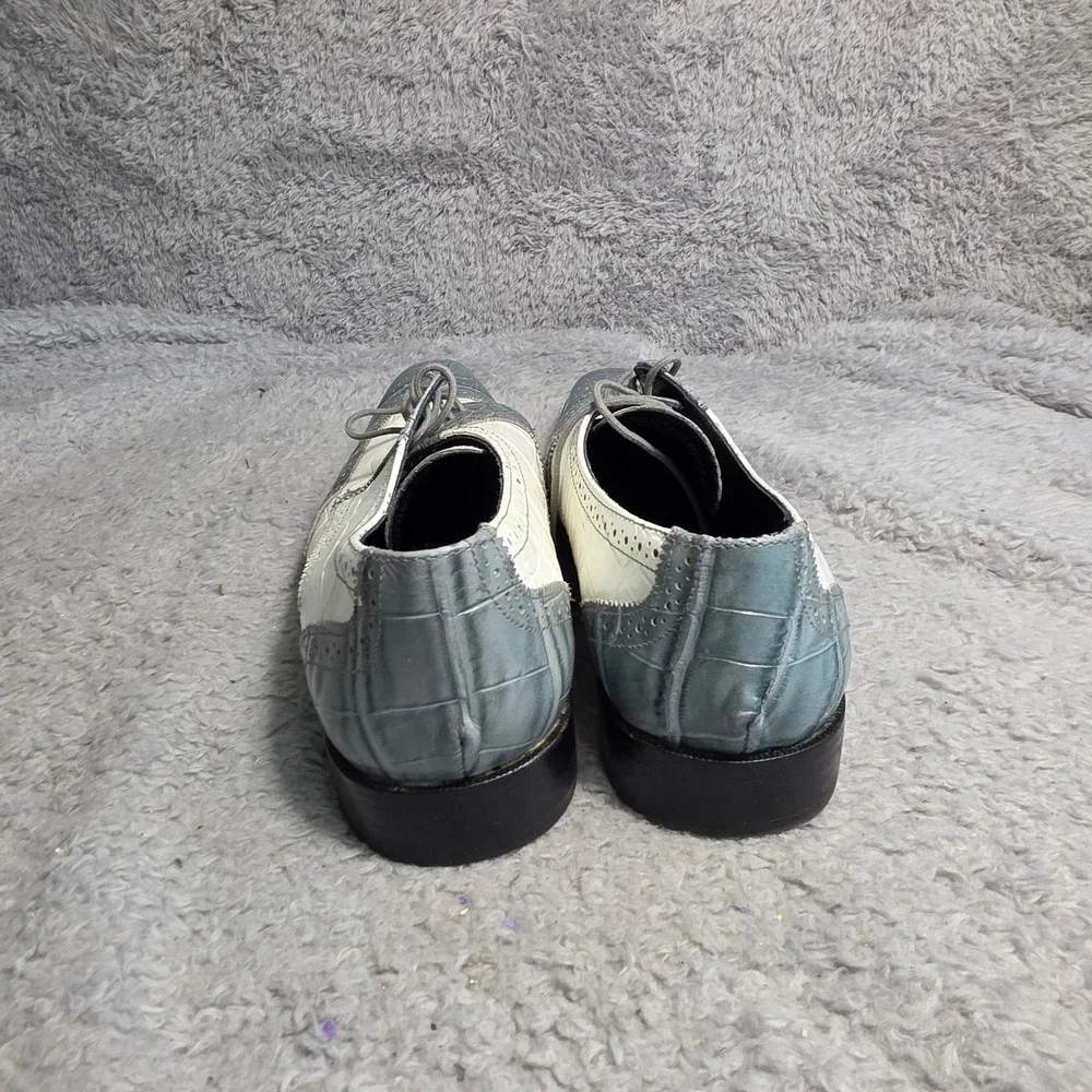 Giorgio Brutini ALL Leather Shoes Wingtip Oxford Blue‎ White Croc Embossed  12 M